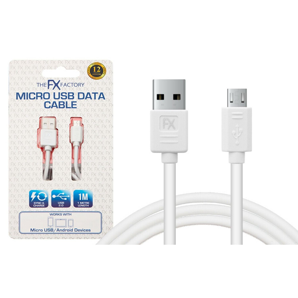 Fx Powabud Usb Data Cable For Micro Usb Devices - White 5055543258772