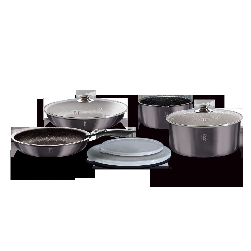 (Black Carbon Pro) Berlinger Haus 9Pc Space Saving Pots and Pans Set