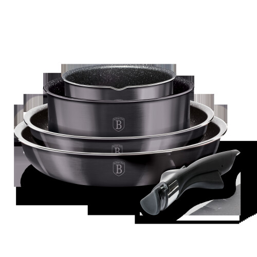 (Black Carbon Pro) Berlinger Haus 9Pc Space Saving Pots and Pans Set 1