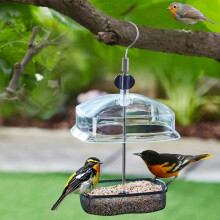 Height Adjustable Hanging Wild Bird Feeder Station Baffle Dome Peanut Seed Feed