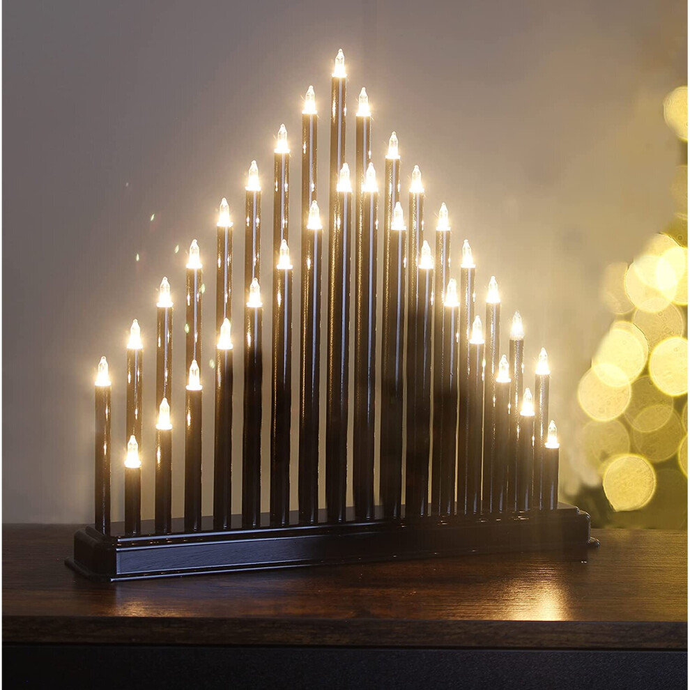 (black) Candle Bridge Black with 33 Pipe Faux Candles Traditional
