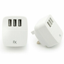 FX Powabud Mains USB Charger 2-Port or 3-Port White (FXPBM3WH) - Smart IC, 5V 1A, Multiport USB Wall Charger