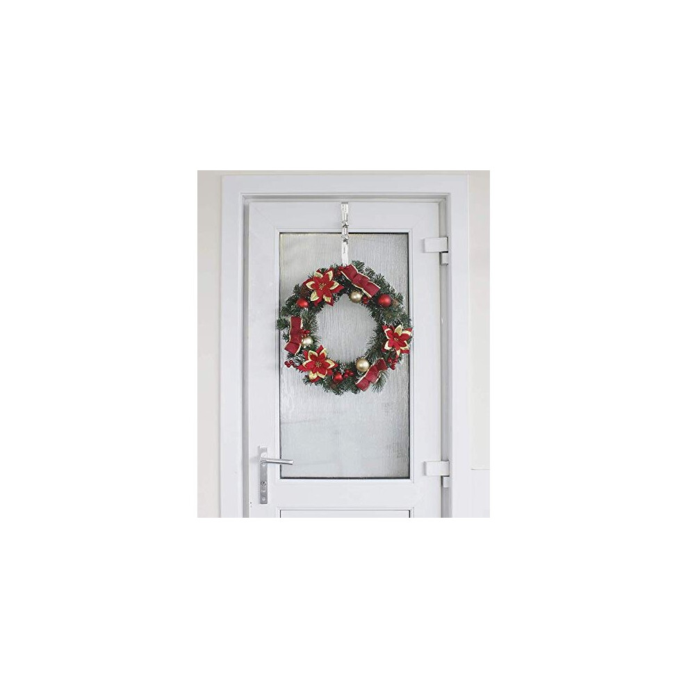 Marco Paul 40Cm Red & Gold Christmas Wreath With Baubles Berries And Poinsetta Red,Gold