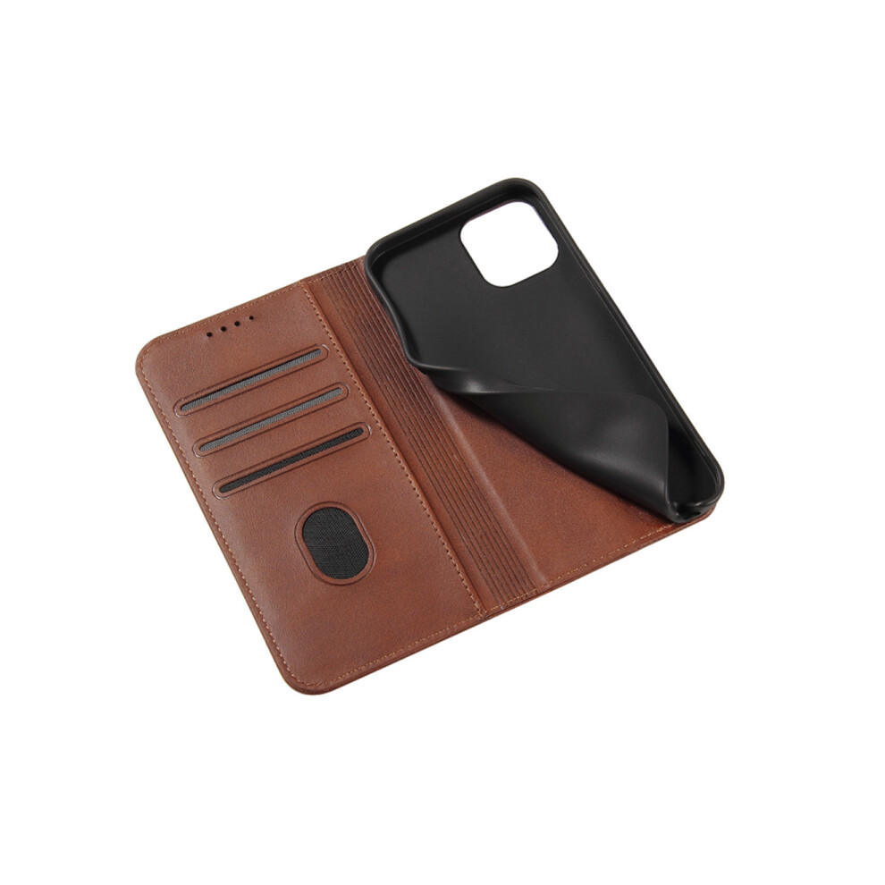 F03 Magnetic Clamshell Mobile Phone Holster Anti-Drop Mobile Phone Protective Case With Card Slot For Apple Iphone13 Brown 774048909433