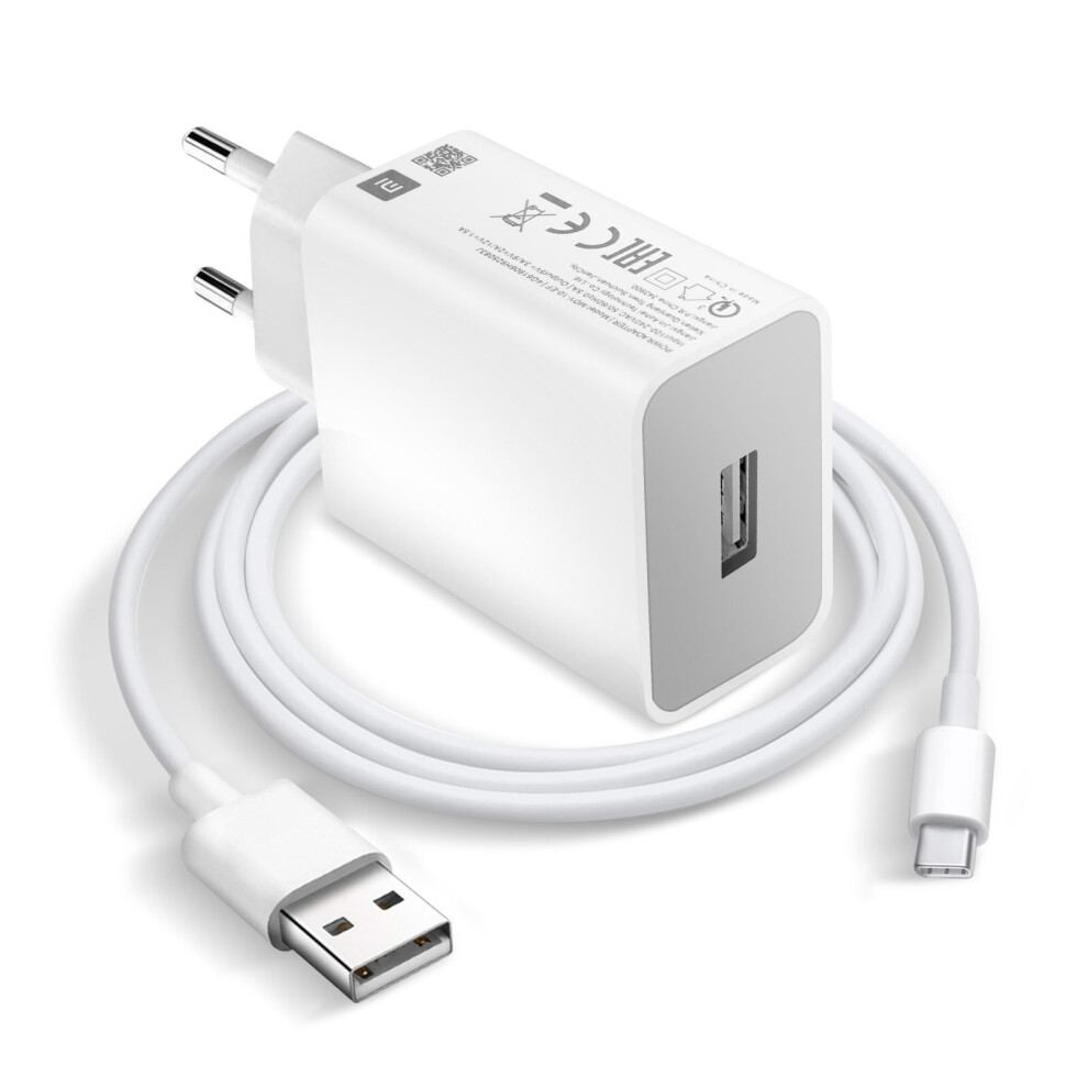 Power charger USB 18W with cable USB to USB-C Xiaomi MDY-10-EF white