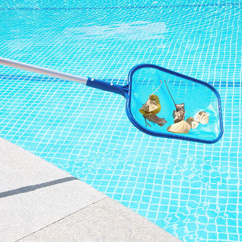 Swimming Pool Debris Leaf Skimmer With Three Way Telescopic Mesh Net Cleaning Pole 1