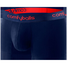 (2XL) Comfyballs Men's Performance Regular Boxer Shorts Fitness Underwear - Navy Red
