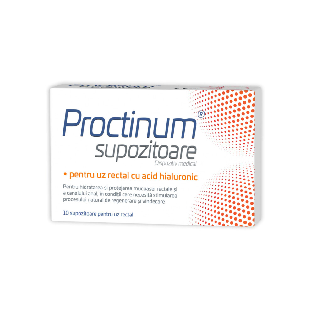 Zdrovit Proctinum Hyaluronic Acid Suppositories For Hemorrhoids, 10 Pieces,
