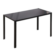 HOMCOM 4-Seater Rectangular Dining Table with 6mm Tempered Glass Top - Black, 120L x 60W x 75H cm - 835-479BK