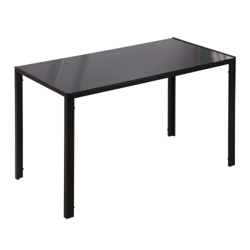 HOMCOM 4-Seater Rectangular Dining Table with 6mm Tempered Glass Top - Black, 120L x 60W x 75H cm - 835-479BK