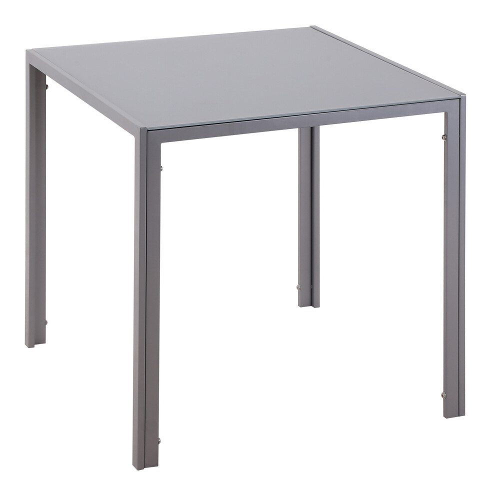Homcom Modern Square Dining Table With Tempered Glass Top & Metal Legs