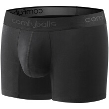 Comfyballs Men's Performance Long Boxer Shorts Fitness Underwear - Black - L
