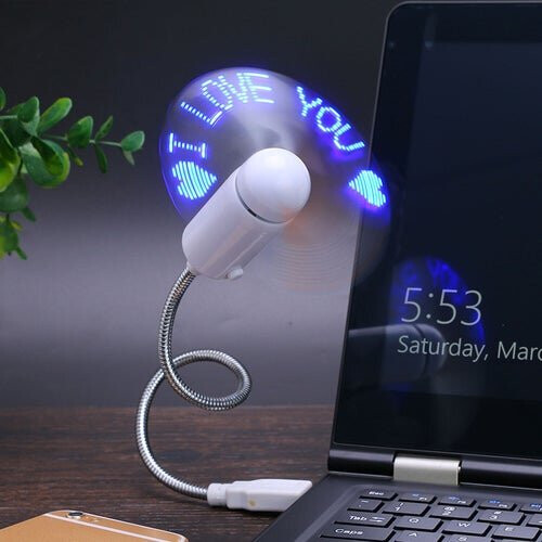Ανεμιστήρας ρολογιού LED -Mini USB Powered Cooling Flashing Real Time Display Function Fan