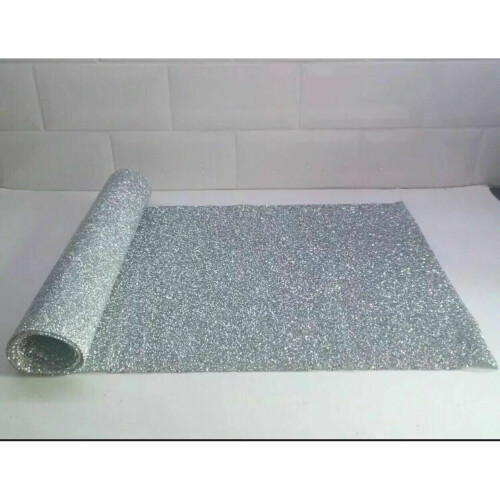 Sparkly Crushed Crystal Diamond Dining Table Runner Table 120cm SILVER 1