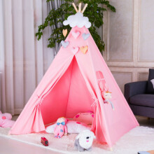 Canvas Kids Teepee Tent Baby Indoor Outdoor Play House (Pink)