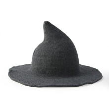 (DarkGray) Womens Halloween Witch Hat Modern Cosplay Costume Party Wide Brim Knitted Hat