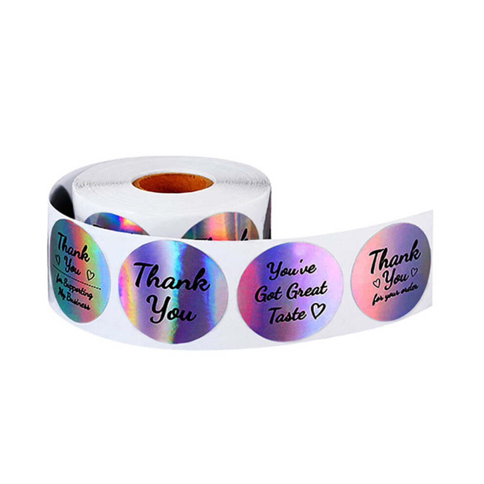 Thank You For My Small Business Stickers Paper Thank You Label Sticker Rainbow Roll Adhesive Shipping Mail Labels Silver