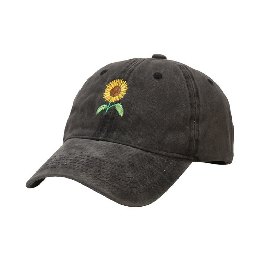 Washed Retro Sunflower Embroidery Cap
