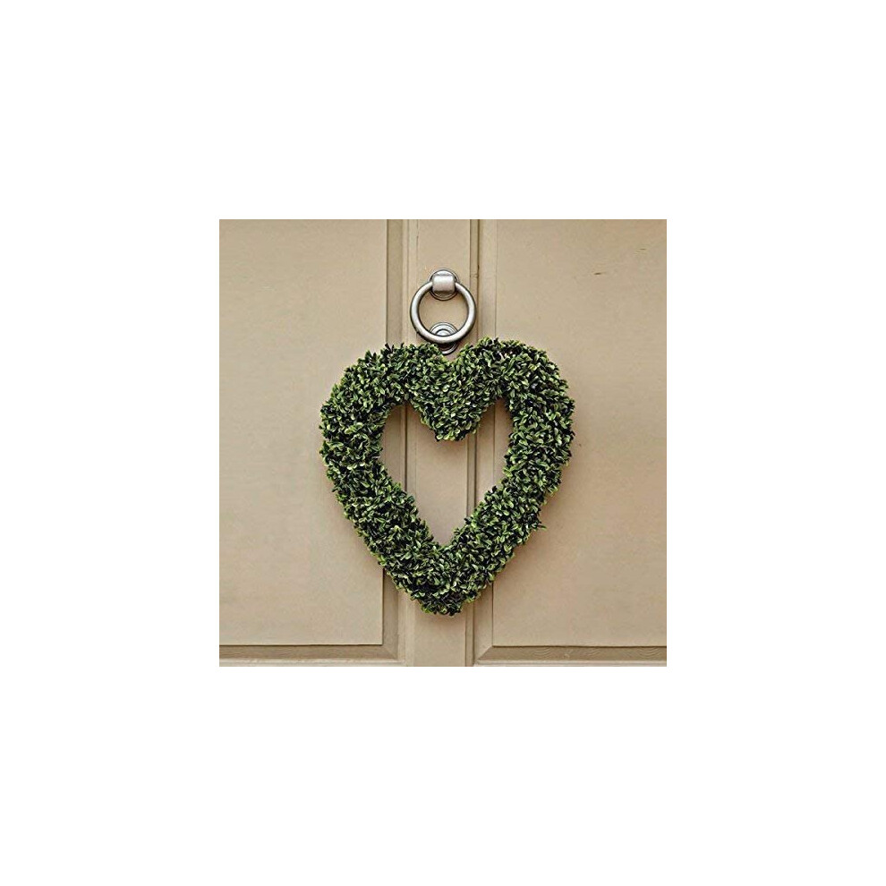 Large Artificial 40cm Luxury Boxwood Topiary Heart Door Wreath Hanging