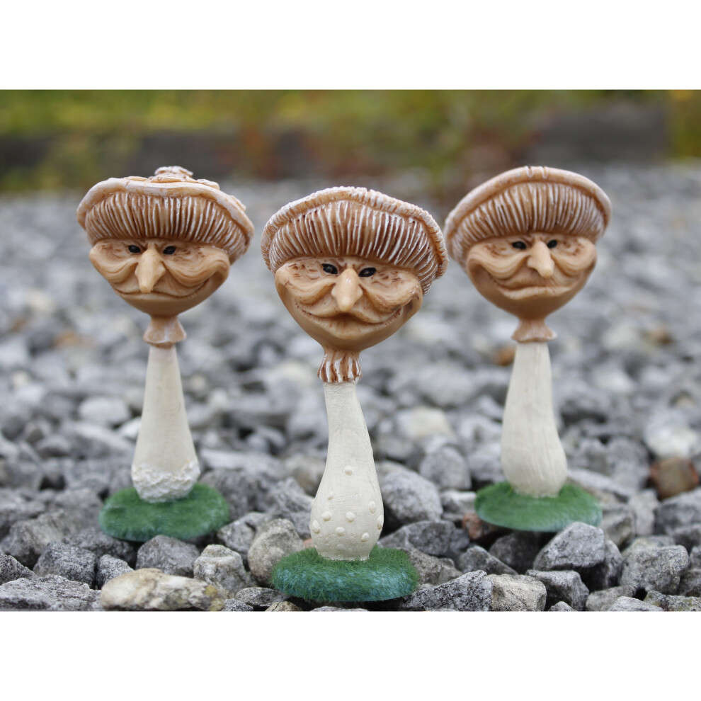 Set of 3 Miniature Garden Mushroom Ornaments Resin Outdoor Indoor