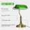 Homcom HOMCOM Banker's Table Lamp w/ Bronze Base, Green Glass Shade, Pull Rope Switch 5