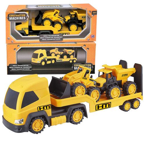 HTI Mega Transport Toy Truck Construction Machine JCB Loader Lorry Dump Dirt Digger 1