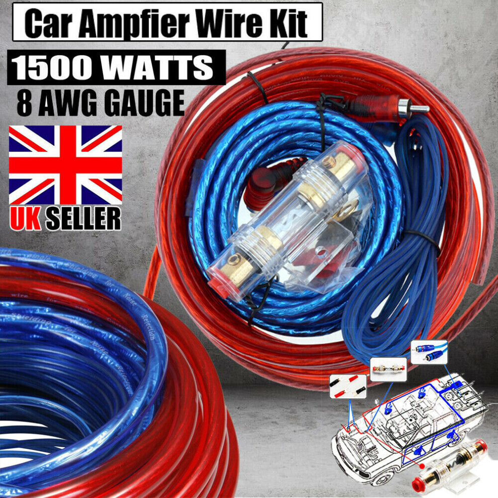 1500W Car Amplifier Wiring Kit Audio Subwoofer Amp Rca Power Cable 097326101696
