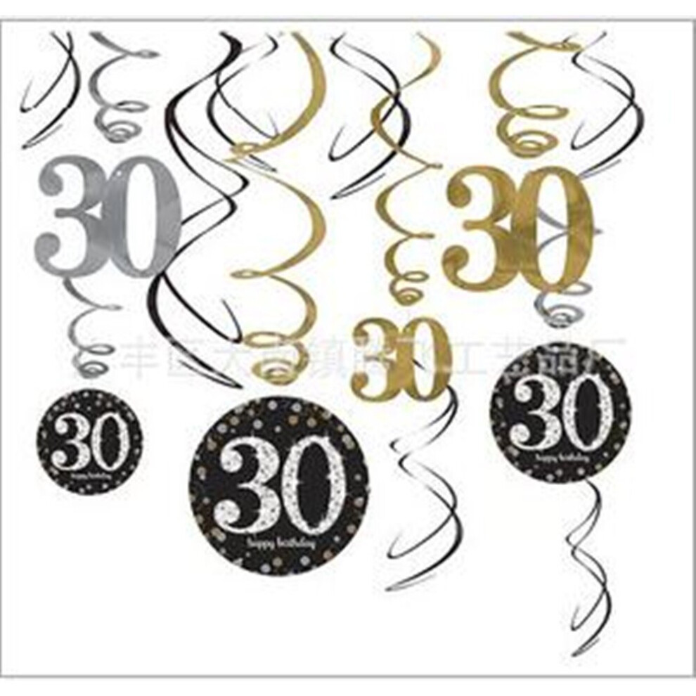 12pcs/set spiral single and double ornaments 30th birthday party supplies-image-OPC-P8GF2HZ-NEW