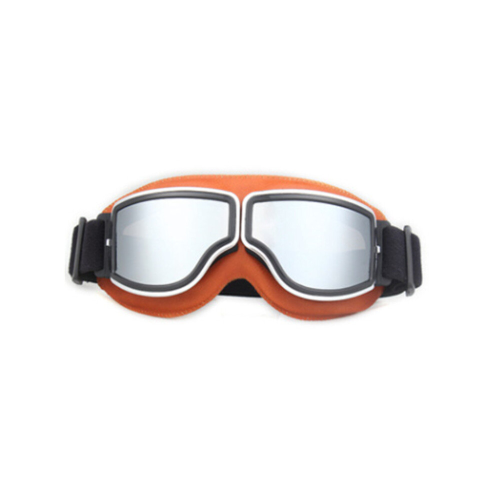 Retro Harley Leather Goggles, Cross-Country Motorcycle, Retro Goggles, Outdoor Riding Sports, Sand-Proof Ski Goggles Brown 774048646963