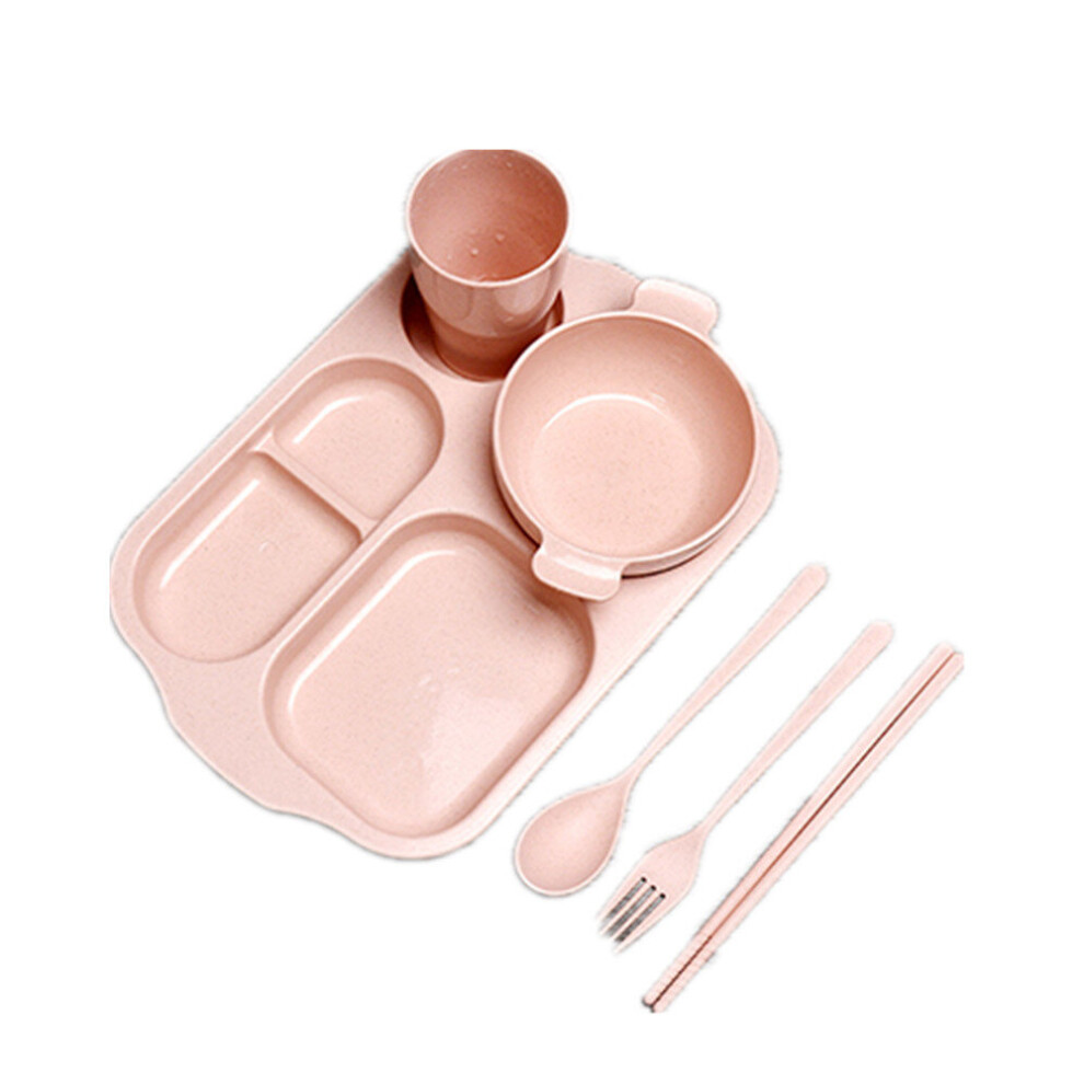 1Set Cartoon Snacks Dishware Dishes Children Dinner Plate Lovely Dish Bowl chopsticks spoon fork split table 6pcs/set 30*21cm