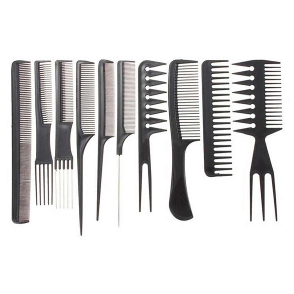 10-piece Hairdressing Comb, Straightening and Smoothing Comb, Massage Comb, Plastic Hair Cutting Comb