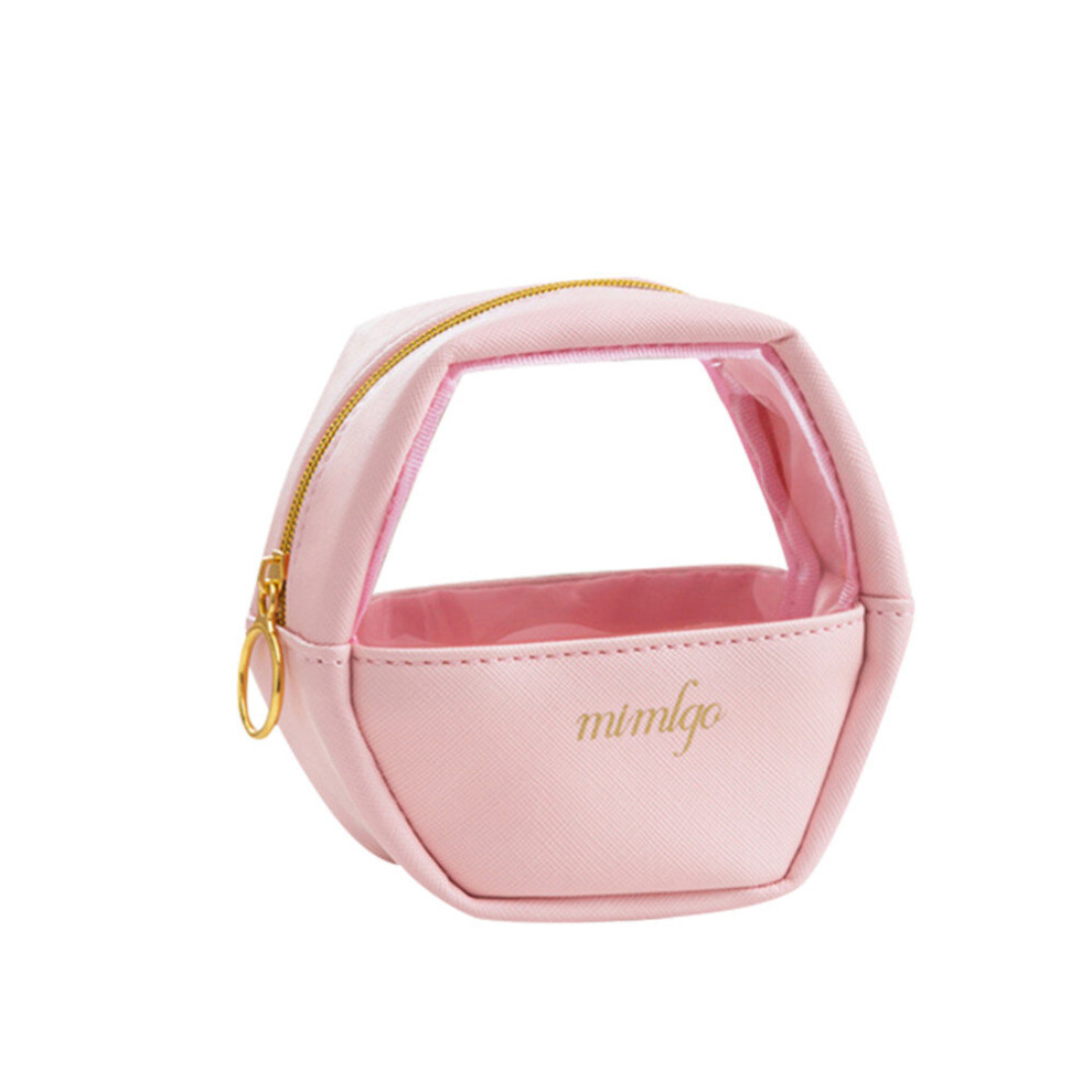 Pink 3 Pc Fashion Women Cosmetic Bag Travel Clear Makeup Bag Solid Color Female Mini Lipstick Make Up Pouch Necessaries