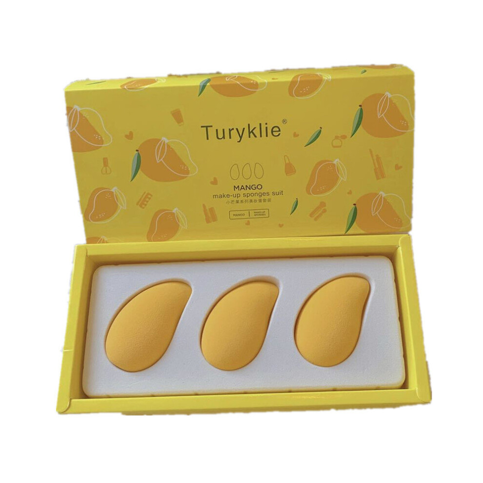 Yellow 2Set Small Mango Beauty Egg Non-Latex Fruit Makeup Egg Wet And Dry Super Soft Puff