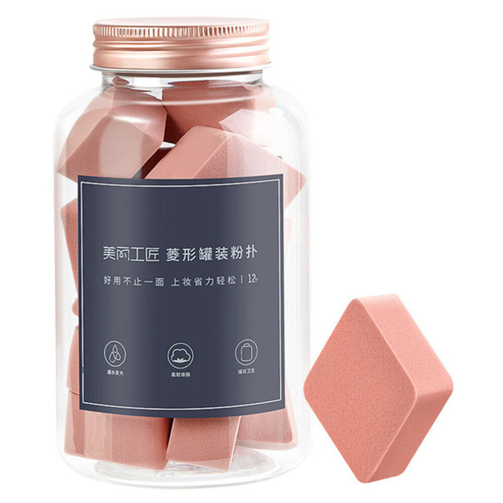 Pink 12 Diamond-Shaped Canned Powder Puffs Hydrophilic Wet And Dry Makeup Sponge Makeup Eggs