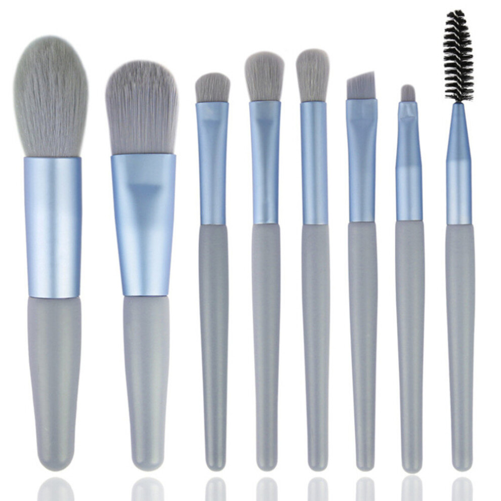 Blue 2Set New Mini 8 Makeup Brush Set Brush Eye Shadow Eyelash Comb Brush Blush Loose Powder Brush Makeup Brush Beauty Tools
