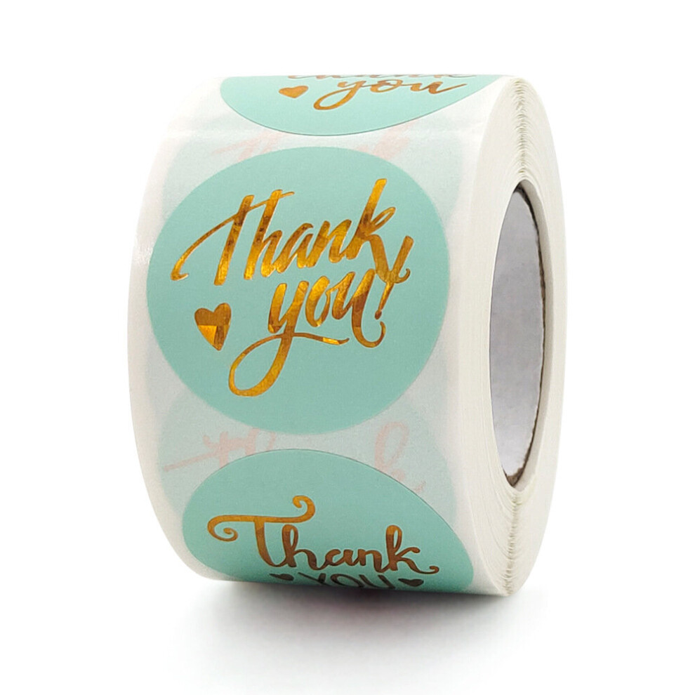 500pcs/roll 1.5" Thank You Stickers Roll Gold Foil Adhesive Labels for Gift Bags, Wedding, Birthdays, Holiday Party Favors,Envelope