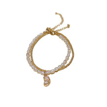 Korean Style Pearl Zircon Peanut Pendant Bracelet with Simple Fashion