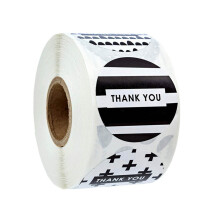 500pcs/roll Black White Stripes Thank You Stickers Circle Seal Labels Thanks Cards Business Packaging Gift Decoration Envelop Sticker
