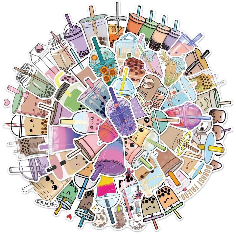 50PCS/set Cartoon Bubble Tea Flavored Drink Stickers Beverage Suitcase Laptop Luggage Notebook Bottle Phone Cute Stickers