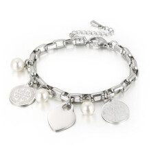 Fashion Personality Stainless Steel Heart Pearl Bracelet