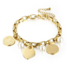Fashion Personality Stainless Steel Heart Pearl Bracelet