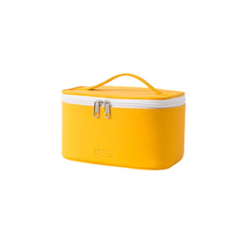 Yellow 2 Pcs Pu Portable Cosmetic Bag Large Capacity Storage Bag Cosmetic Storage Bag Storage Box