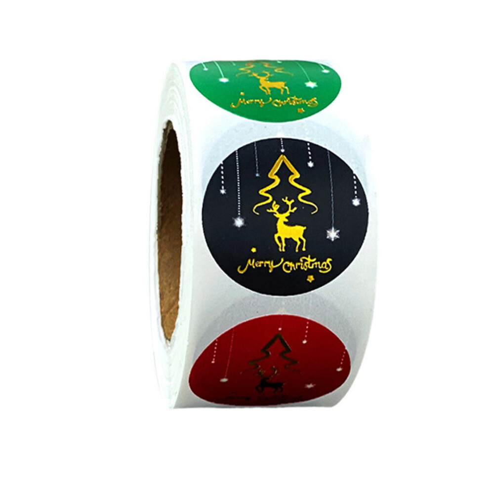 500Pcs/Roll Foil Merry Christmas Stickers Circle 4 Colors Seal Labels For Christmas Gift Cards, Wedding, Small Business Package Gold