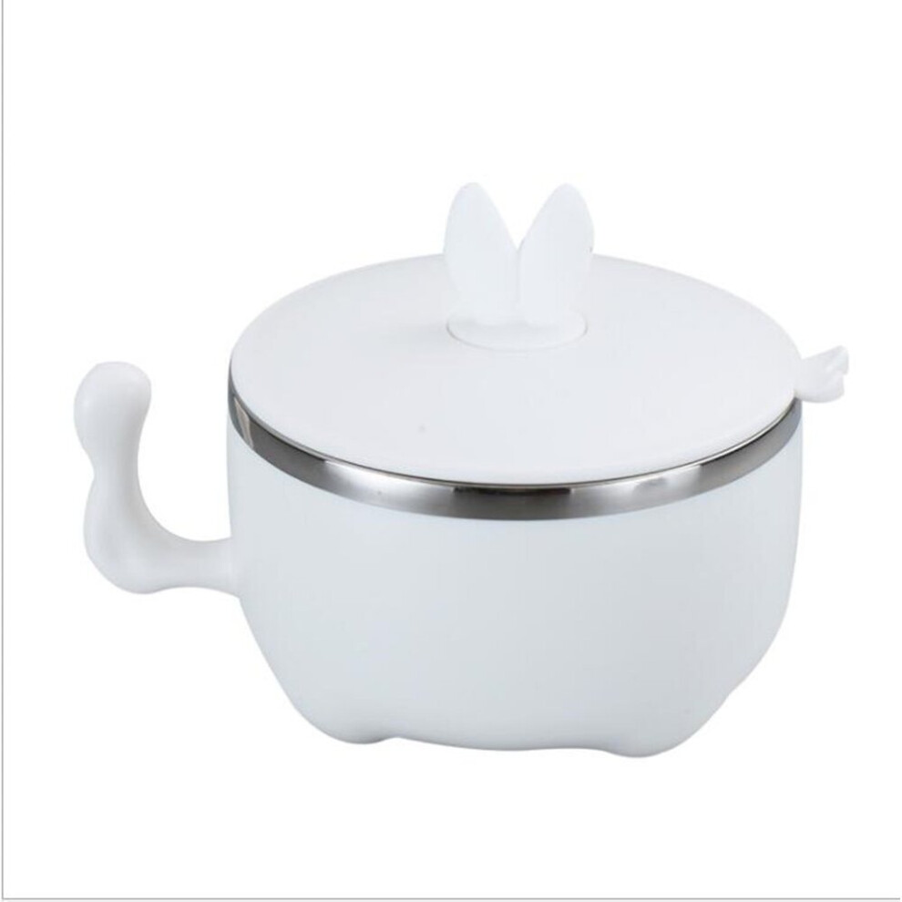 Children's Tableware Baby Stainless Steel Bowl Baby Complementary Food Bowl With Lid Practice Bowl 304 White