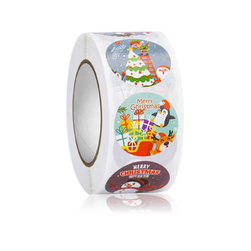 500 pcs/roll Merry Christmas Stickers Roll 1 inch Round christmas ...