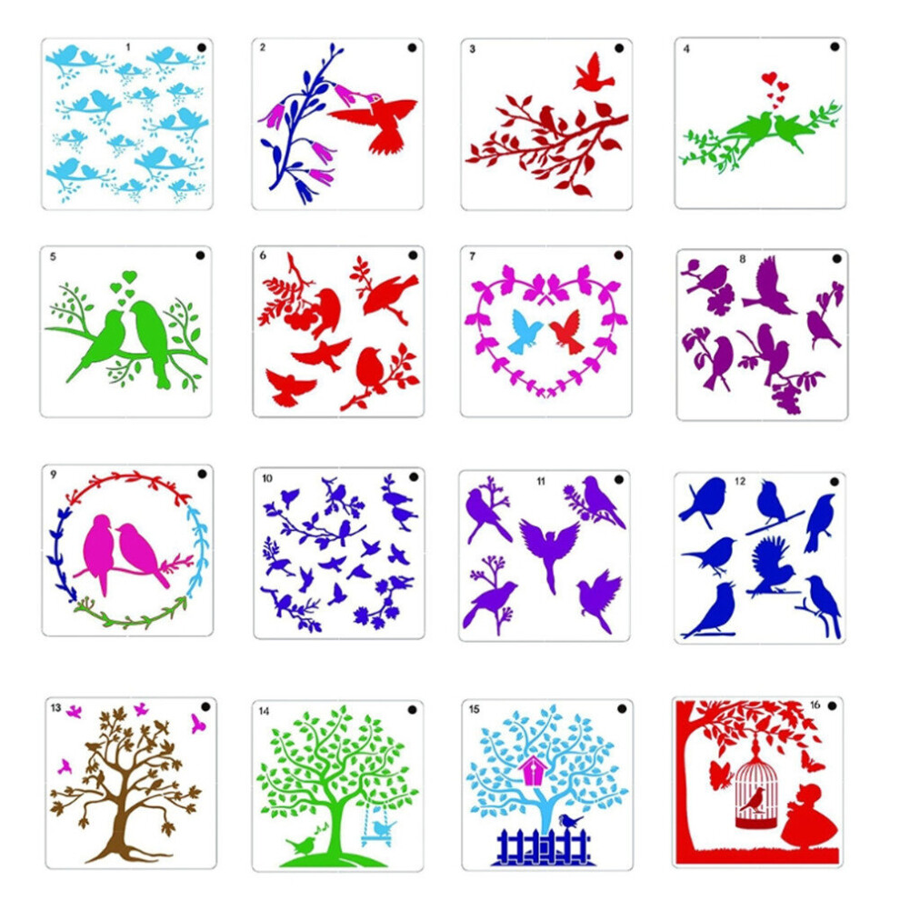 Birds Stencils Diy Painting Template Stencil Set Flower Leaf Bird Tree Painting Stencils Drawing Template Reusable 774048705844