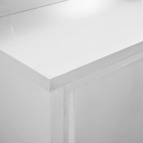 vidaXL 2x Work Tables with Sliding Doors Stainless Steel Kitchen Store Cabinet