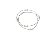 Korean Version Pearl Silver Tube Bracelet with Double Overlapping Spliced Bracelet