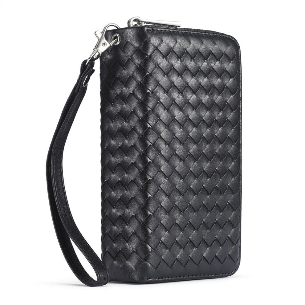 Luxury Woven Pu Leather Zipper Wallet Case For Iphone Xr Magnet Cover Multi Cards 774048655989