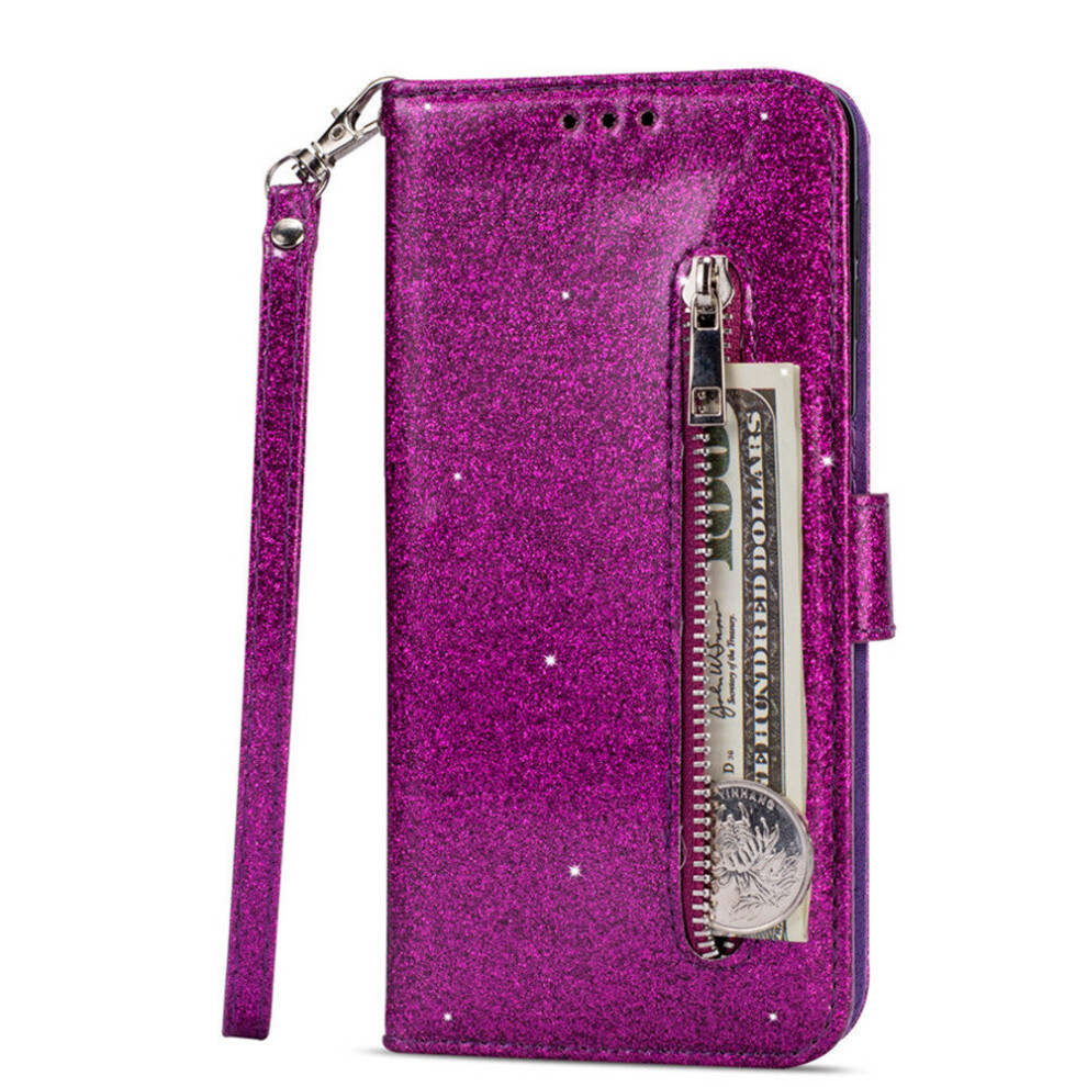 Bling Case For Samsung Galaxy A70 Pu Leather Flip Zipper Wallet Case 774048653572